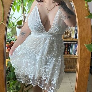 White Floral Party Dress